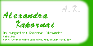 alexandra kapornai business card